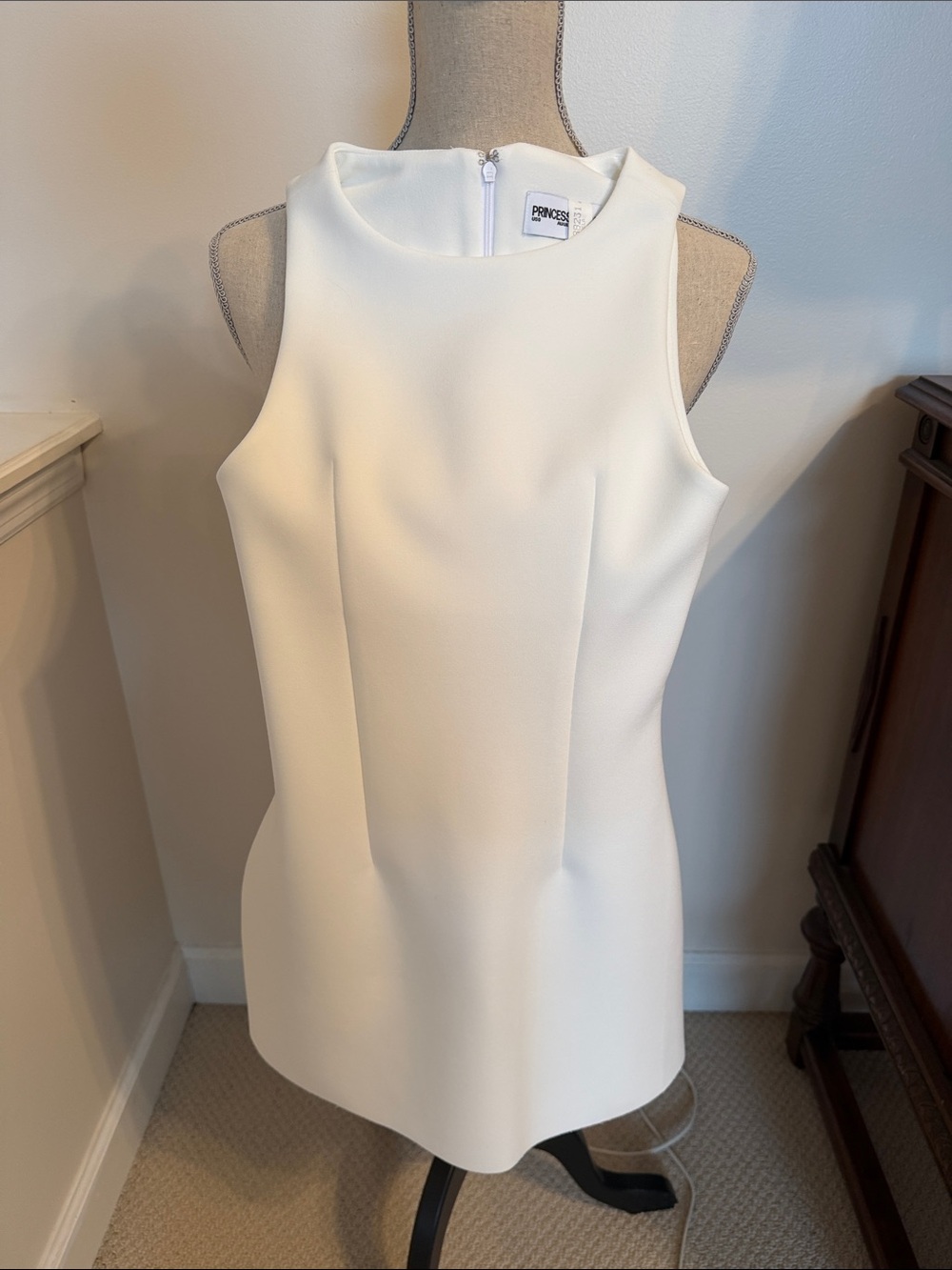 Princess Polly Cream Sleeveless Structured Shift Dress